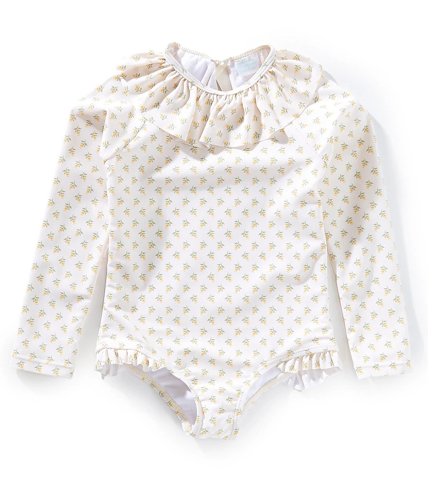 Edgehill Collection x Kristin Ellen Hockman Little Girls 2T-6X Greta Yellow Floral One-Piece Swimsuit