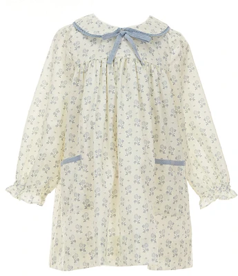 Edgehill Collection x Kristin Ellen Hockman Little Girls 2T-6X Lovisa Peter Pan Collar Long Sleeve Sunflower Dress