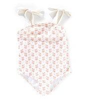 Edgehill Collection x Kristin Ellen Hockman Little Girls 2T-6X Sybil Square Neck Floral One-Piece Swimsuit