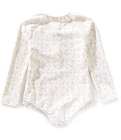 Edgehill Collection x Kristin Ellen Hockman Little Girls 2T-6X Thea Floral Print Quarter Zip One-Piece Swimsuit