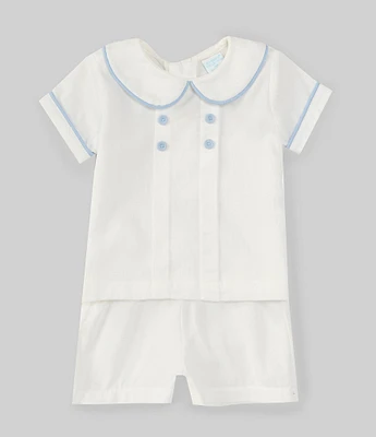 Edgehill Collection x The Broke Brooke Baby Boy 3-24 Months Cameron Peter Pan Collar Pique Set