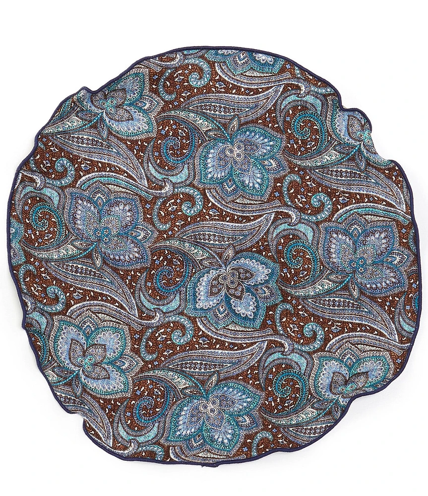 Edward Armah Muted Paisley Reversible Silk Pocket Circle