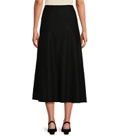 Eileen Fisher Boiled Wool Jersey Elastic Waist A-Line Midi Skirt