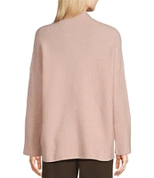 Eileen Fisher Cashmere Silk Boucle Bliss Turtleneck Long Sleeve Boxy Sweater