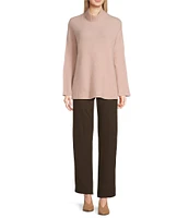 Eileen Fisher Cashmere Silk Boucle Bliss Turtleneck Long Sleeve Boxy Sweater