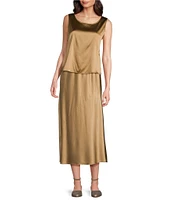 Eileen Fisher Coordinating Stretch Silk Charmeuse Full Skirt