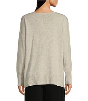 Eileen Fisher Cotton & Cashmere Blend V-Neck Long Sleeve Boxy Sweater