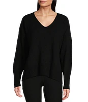 Eileen Fisher Cotton & Cashmere Blend V-Neck Long Sleeve Boxy Sweater