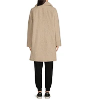 Eileen Fisher Cozy Recycled Wool Boucle Notch Collar Long Sleeve Coat