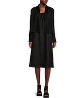 Eileen Fisher Crinkle Crushed Silk High Neck Long Sleeve Crop Length Jacket