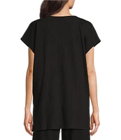 Eileen Fisher Organic Cotton Blend Crinkle Jersey V-Neck Short Sleeve Top