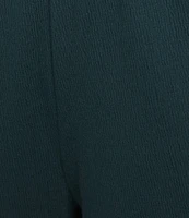 Eileen Fisher Organic Cotton Blend Crinkle Knit Jersey Wide Leg Pull-On Pants
