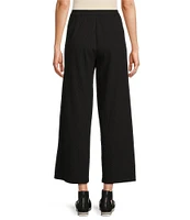 Eileen Fisher Organic Cotton Blend Crinkle Knit Jersey Wide Leg Pull-On Pants