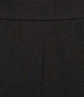 Eileen Fisher Organic Cotton Blend Crinkle Knit Jersey Wide Leg Pull-On Pants