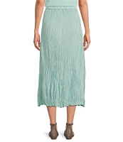 Eileen Fisher Crinkle Silk Pleated Midi A-Line Skirt