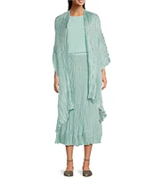 Eileen Fisher Crinkle Silk Pleated Midi A-Line Skirt
