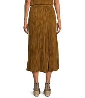 Eileen Fisher Crinkle Silk Pleated Midi Coordinating A-Line Skirt