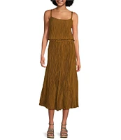 Eileen Fisher Crinkle Silk Pleated Midi Coordinating A-Line Skirt