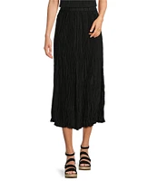 Eileen Fisher Crinkle Silk Pleated Midi A-Line Skirt