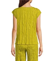 Eileen Fisher Crushed Silk Ballet Neck Cap Sleeve Coordinating Top