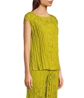 Eileen Fisher Crushed Silk Ballet Neck Cap Sleeve Coordinating Top