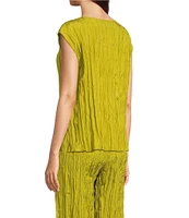 Eileen Fisher Crushed Silk Ballet Neck Cap Sleeve Coordinating Top