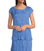 Eileen Fisher Crushed Silk Ballet Neck Cap Sleeve Coordinating Top