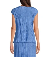 Eileen Fisher Crushed Silk Ballet Neck Cap Sleeve Coordinating Top