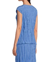 Eileen Fisher Crushed Silk Ballet Neck Cap Sleeve Coordinating Top