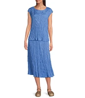 Eileen Fisher Crushed Silk Ballet Neck Cap Sleeve Coordinating Top