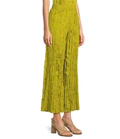 Eileen Fisher Crushed Silk Elastic Waist Pull-On Ankle Coordinating Pants