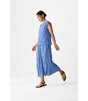 Eileen Fisher Crushed Silk Pull-On A-Line Midi Skirt