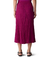 Eileen Fisher Crushed Silk Pull-On A-Line Midi Skirt