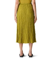 Eileen Fisher Crushed Silk Pull-On A-Line Midi Skirt