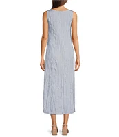 Eileen Fisher Crushed Silk V-Neck Sleeveless Midi Dress