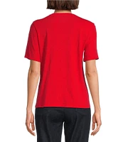 Eileen Fisher Easy Organic Cotton Jersey Knit V-Neck Short Sleeve Tee Shirt