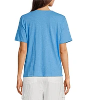 Eileen Fisher Easy Organic Cotton Jersey Knit V-Neck Short Sleeve Tee Shirt