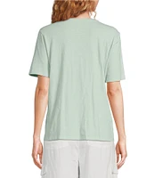 Eileen Fisher Easy Organic Cotton Jersey Knit V-Neck Short Sleeve Tee Shirt