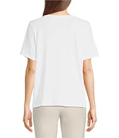 Eileen Fisher Easy Organic Cotton Jersey Knit V-Neck Short Sleeve Tee