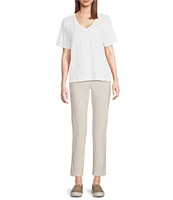 Eileen Fisher Easy Organic Cotton Jersey Knit V-Neck Short Sleeve Tee