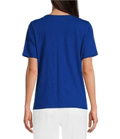 Eileen Fisher Easy Organic Cotton Jersey Knit V-Neck Short Sleeve Tee Shirt
