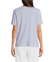 Eileen Fisher Easy Organic Cotton Jersey Knit V-Neck Short Sleeve Tee Shirt