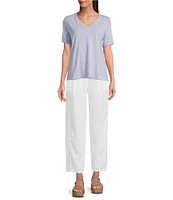 Eileen Fisher Easy Organic Cotton Jersey Knit V-Neck Short Sleeve Tee Shirt