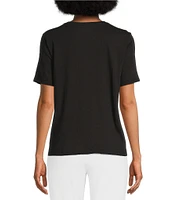 Eileen Fisher Easy Organic Cotton Jersey Knit V-Neck Short Sleeve Tee