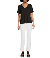 Eileen Fisher Easy Organic Cotton Jersey Knit V-Neck Short Sleeve Tee