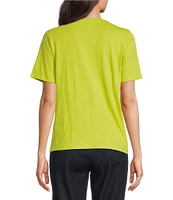 Eileen Fisher Easy Organic Cotton Jersey Knit V-Neck Short Sleeve Tee Shirt