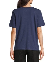 Eileen Fisher Easy Organic Cotton Jersey Knit V-Neck Short Sleeve Tee Shirt