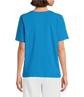 Eileen Fisher Easy Organic Cotton Jersey Knit V-Neck Short Sleeve Tee Shirt