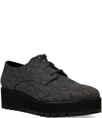 Eileen Fisher Eddy Melange Herringbone Platform Wedge Oxfords