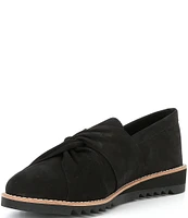 Eileen Fisher EenaTumbled Nubuck Twisted Wedge Loafers